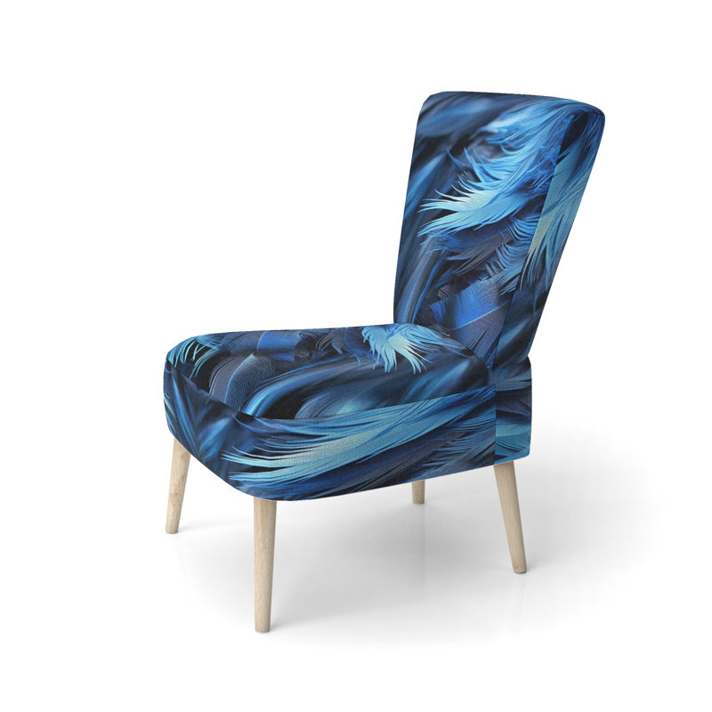 Blue Feathers Of Light I - Chaise d'appoint rembourrée Boho, chaise d'appoint Boho Feathers