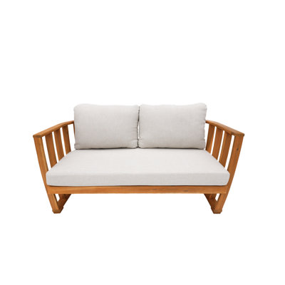 Acacia Wood Outdoor Loveseat With Cushions