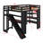 Loft Bed with Desk, Basketball Hoop, Slide and Staircase-1918826682