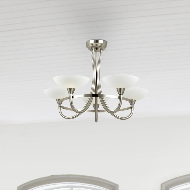 Montague Glass Semi Flush Mount, Satin Chrome