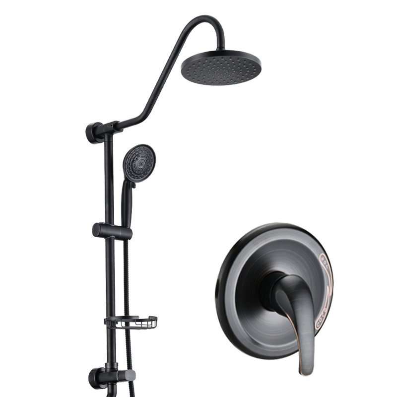 Pomme de douche à pluie 8 po et poche - Anti-rayures, Matte Black