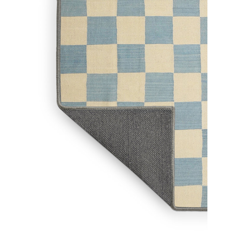 Tapis de surface bleu/crème contemporaine, Rectangle 5 pi x 7 pi