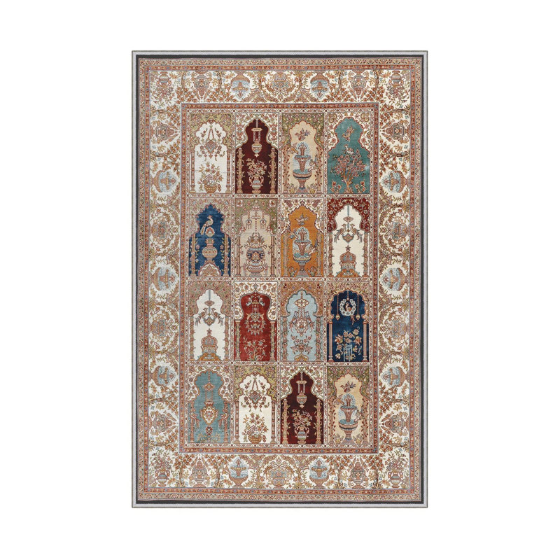 Stylish Hall Carpet (3.3 x 4.9 ft), 100% Polyester, 0.3 in Pile Height | Antibacterial, Non-Slip PVC Dot Underside | Woven Design with 3D Digital Printing | Machine Washable, Perfect for Home Décor & Comfort