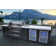 Six Burner Island In All 304 BLACK S/S With White Granite Toppped Cabinets, Infrared Rear And Side Burners. The Grill Includes A Rotis Kit, Full Lighting System Inside The Grill, Colour Changing On-Off LED Lights On The Knobs And A Granite Chopping Board.