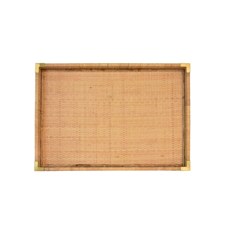 Tommy Rattan Decorative Tray, 2.38" H x 20.25" W x 14.13" D