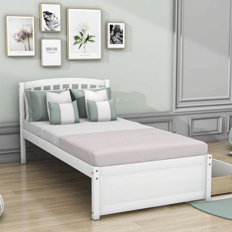 Eljay Twin Storage Platform Bed with Drawers, White