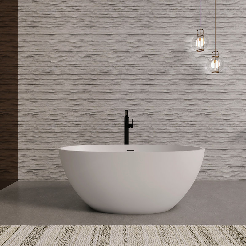 55 Inch Freestanding Solid Surface Soaking Bathtub For Bathroom