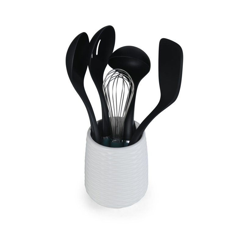 KitchenAid 6-Piece Crock with Plastic Kitchen Tool, Aqua