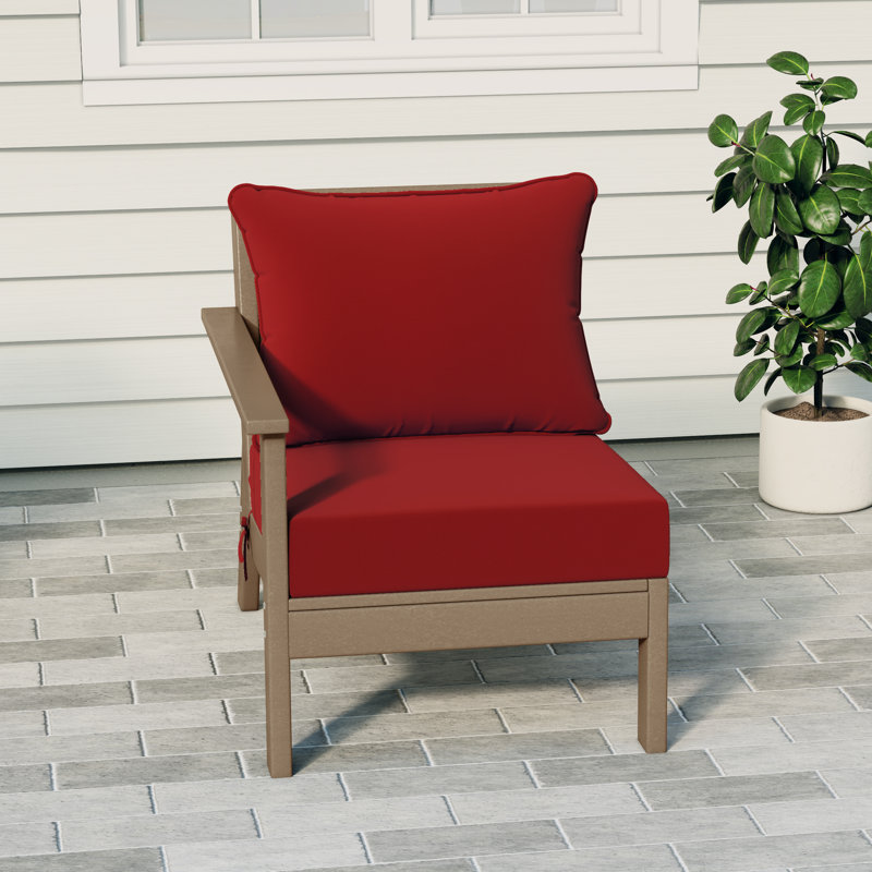 Chaise avec accoudoirs profonds à gauche avec coussins, Light Brown, Red