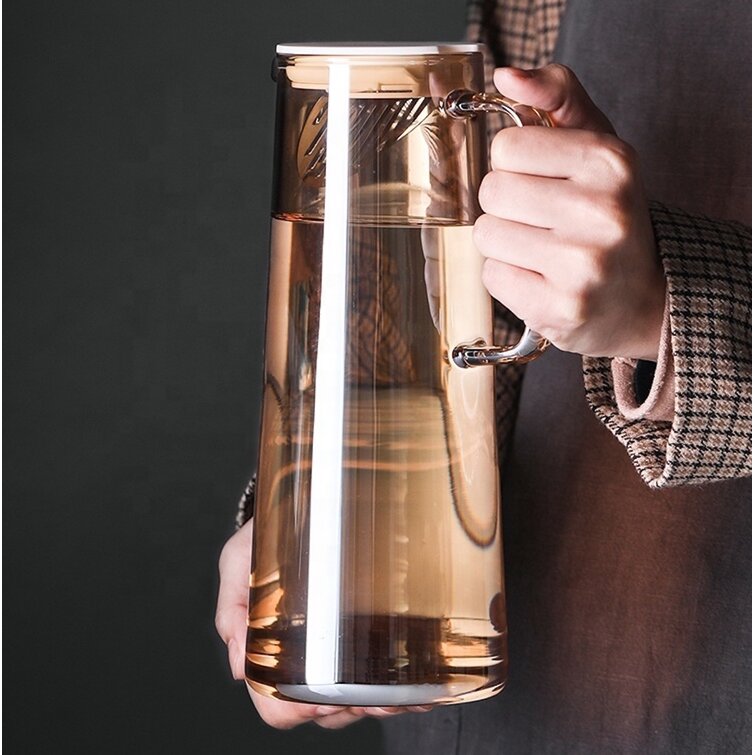 Prep & Savour Vintage Amber Brown Glass Water Pitcher Set