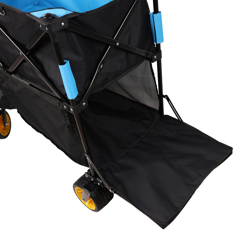 Chariot pliant de grande capacité avec chariot extensible, Noir / Bleu