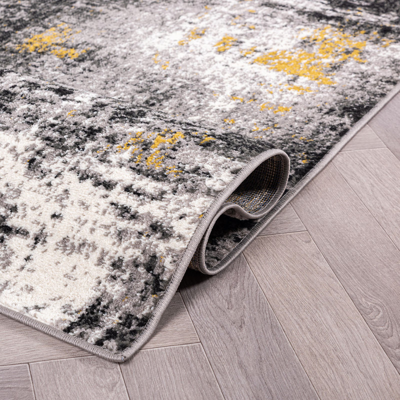 Modern Abstract Yellow/Black/Grey Area Rug
