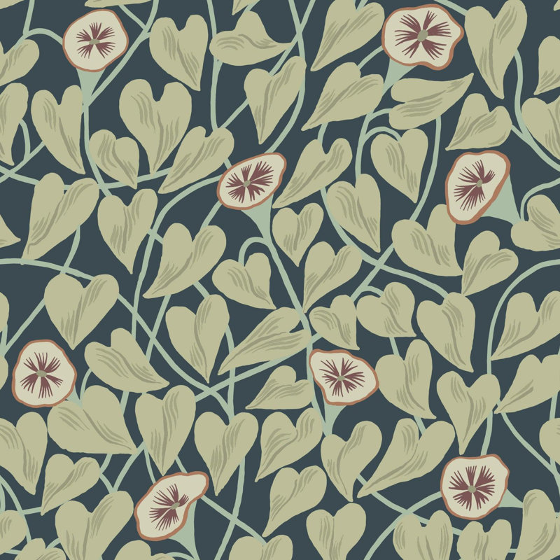 Climbing Vine - Wallpaper, Moonlit Green, Peel & Stick, Self-Adhesive