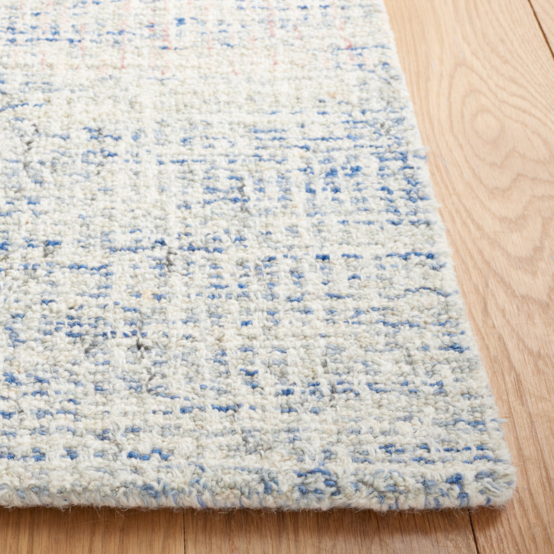 Blue and Ivory Hand-Tufted Wool 8' x 10' Area Rug