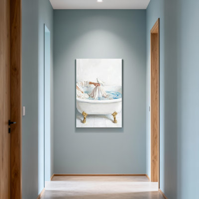 Bath & Laundry Woman Bathing With White Dove In Tub