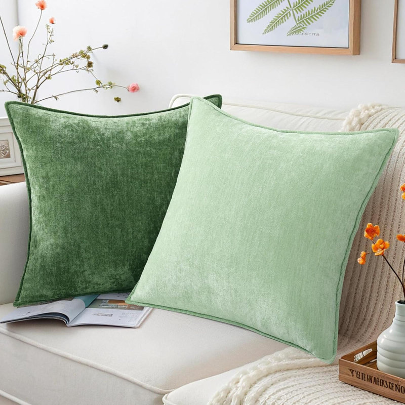 Ensemble de 2 housses de coussins décoratifs de Noël en velours de velours neutre en chenille de style européen pour canapé-lit