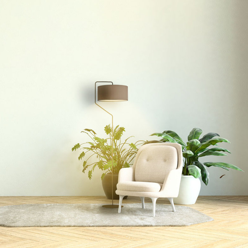 Eleanore 156cm Traditional Floor Lamp, Grey Melange