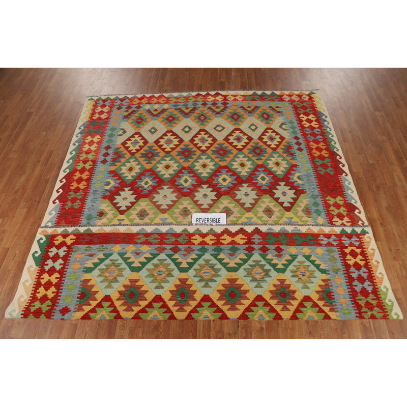 Tapis tissé à plat en laine South Western Kilim 8 x 10