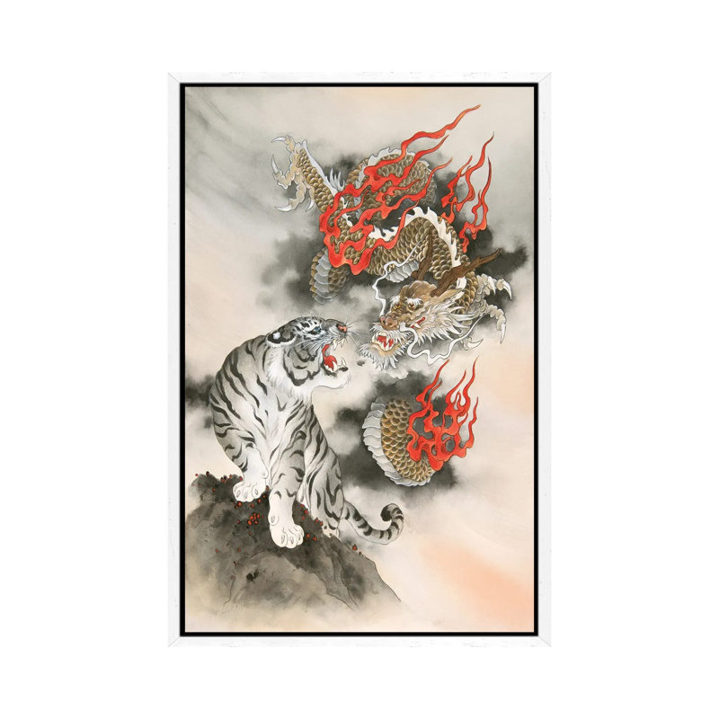 Guardians of the East and West 1 Piece Painting on Canvas, 66.04 cm H x 45.72 cm W, White Framed