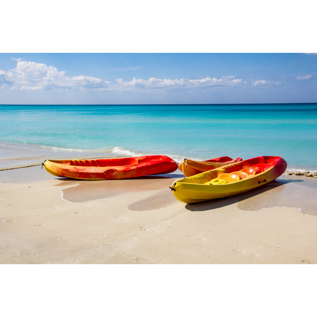 Sea Kayaking, Canoe, On A Tourist Resort In Varadero, Cuba von MichelGuenette - Kunstdrucke