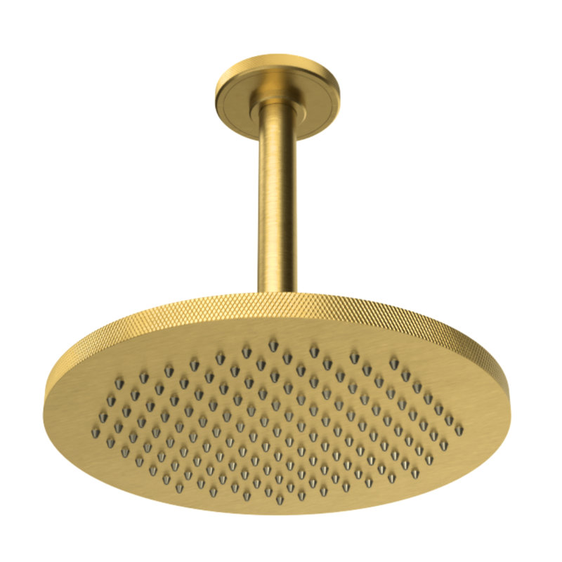 Rainstone Rainshower Head - Industrial, Knurled, 9.5", Chardonnay