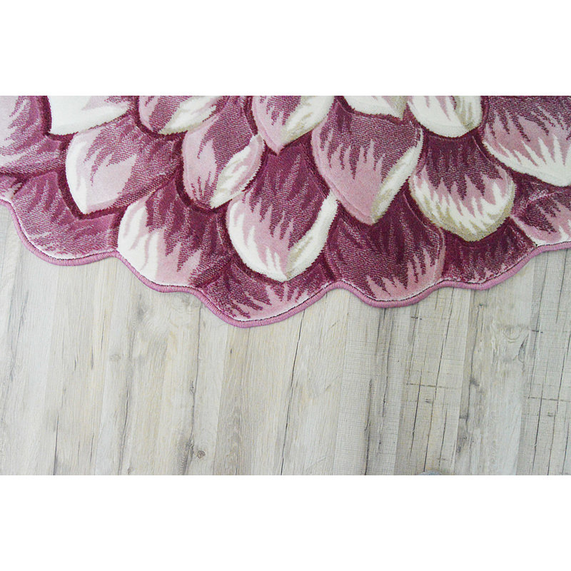 Tapis rose à motif de fleurs Ayalur, Nouveauté 2 pi 7 po