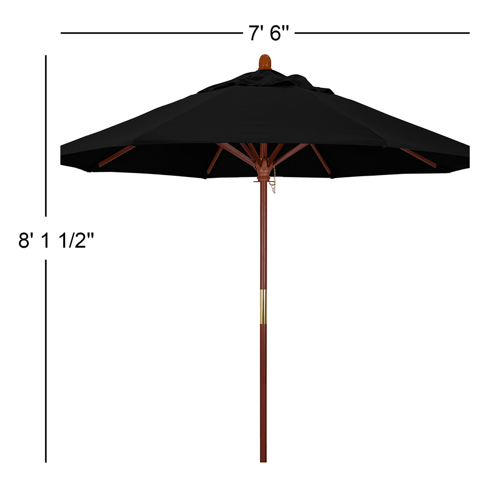 Manford 90'' Sunbrella® Outdoor Umbrella, Canvas Black Sunbrella® Canvas
