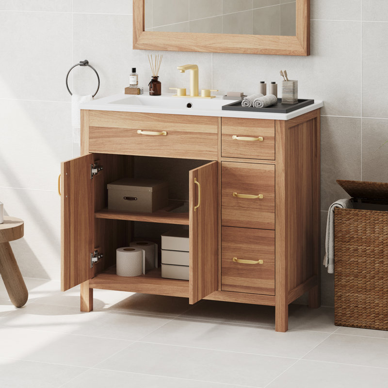 Meuble-lavabo en bois 36 po avec cadre en bois massif