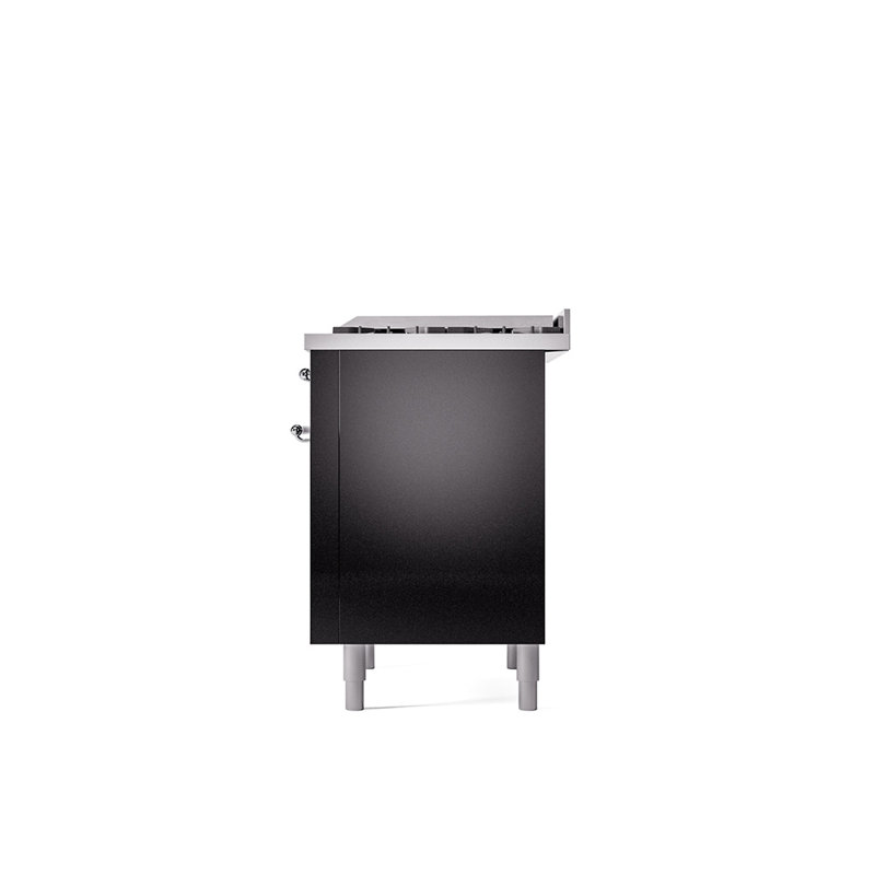 ILVE Nostalgie II 36 in Dual Fuel Range, Liquid Propane, Glossy Black/Chrome