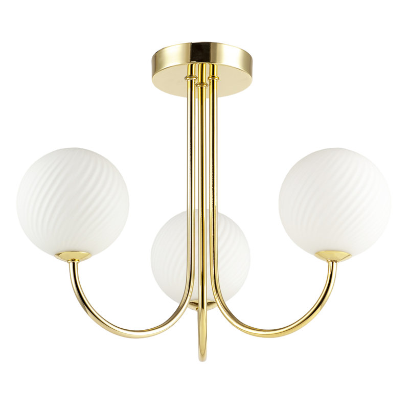 Glass Semi Flush Mount, Gold