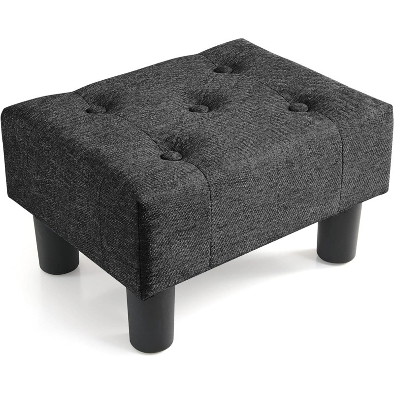 Tabouret d'appoint en bois massif Etherson, Noir