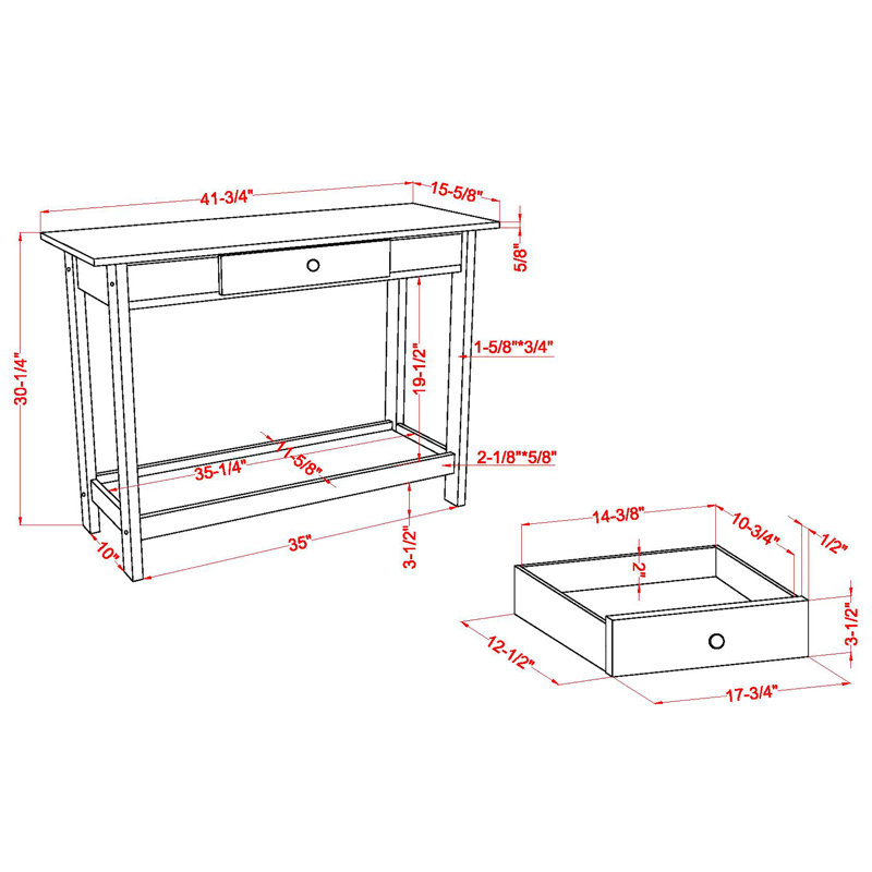 Arnardo 41.75" Console Table, Beige, White