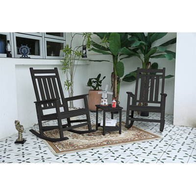 All Weather Rocking Chair Set With Side Table