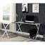 Table de bureau en L blanche avec structure en métal stable et surface fonctionnelle pour les équipes de travail