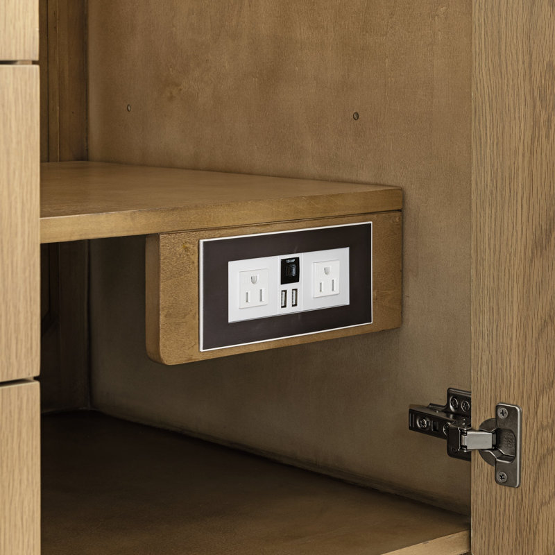 Hudson 60'' W Double Bathroom Vanity Base, Light Natural Oak