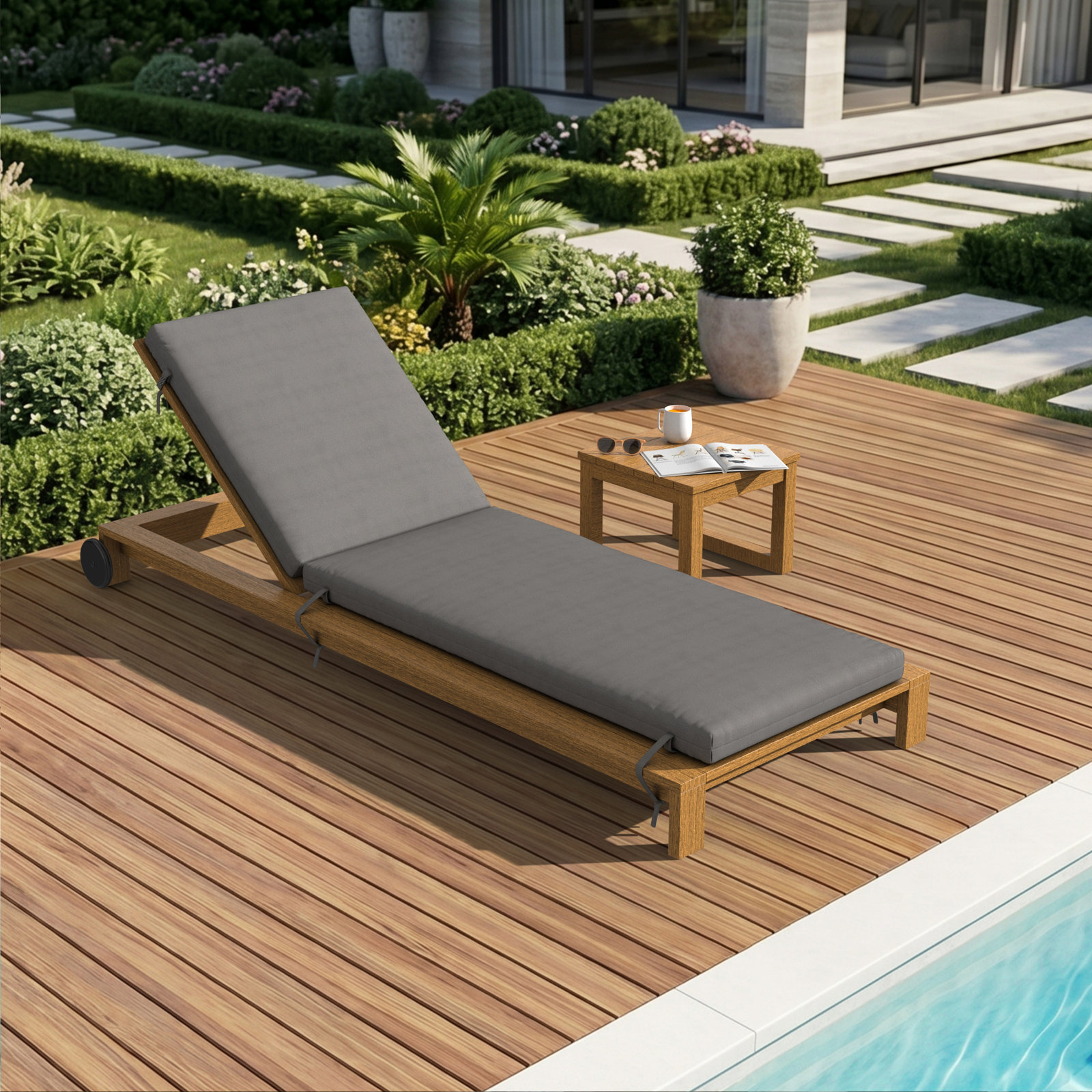 Lani Sunbrella® Seat and Back Cushion, 24" W x 73" D, Sunbrella Bliss Smoke