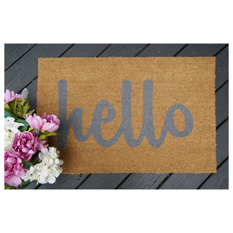 Carlaysia Non-Slip Outdoor Doormat, Rectangle 1'5" x 2'5", Tan/Gray