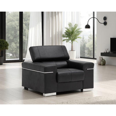 Fauteuil en cuir noir Collection Raeya