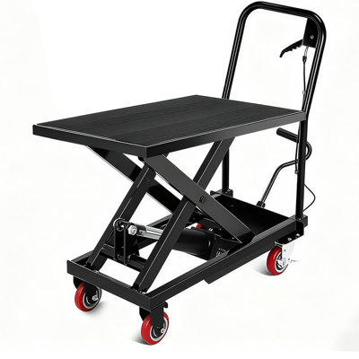 Hydraulic Scissor Lift Cart, 28.5" Max Height, 330 lb Capacity for Workshop & Garage Use