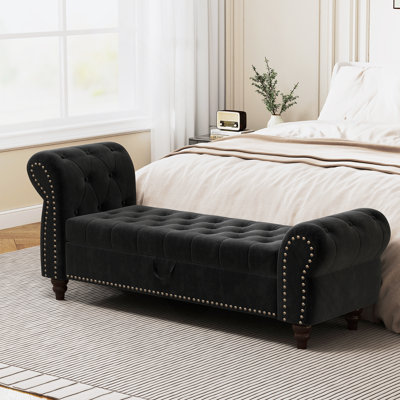 Banc de rangement rembourré et capitonné