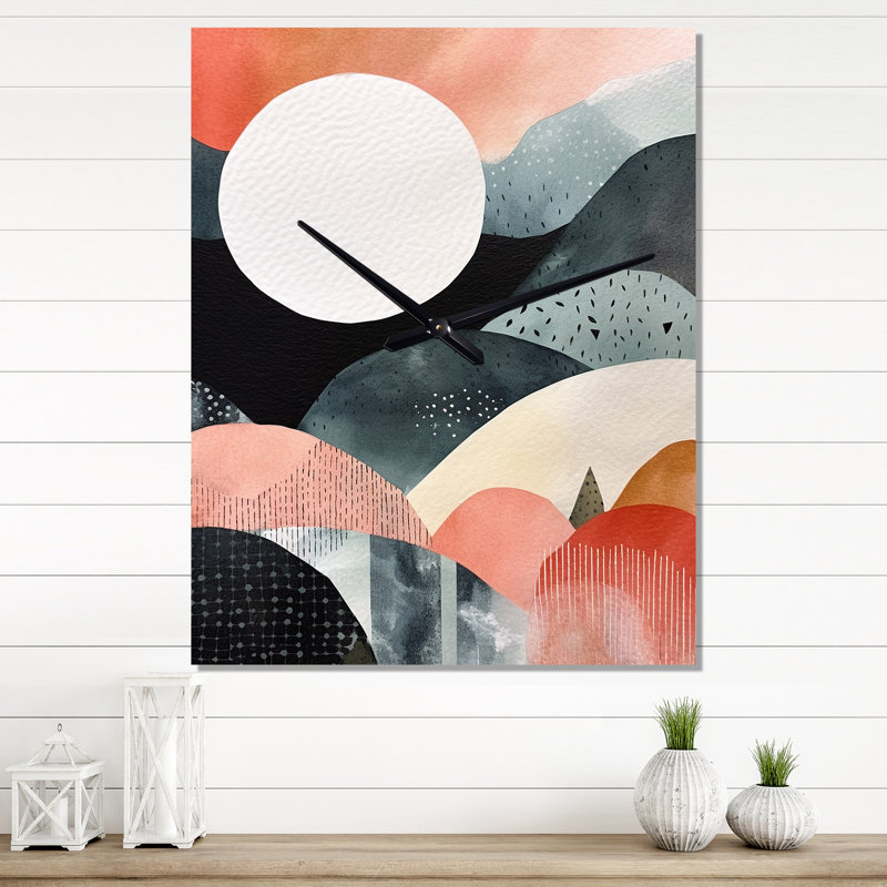 Nordic Elegance Bold Landscape - Horloge murale moderne scandinave, Grand