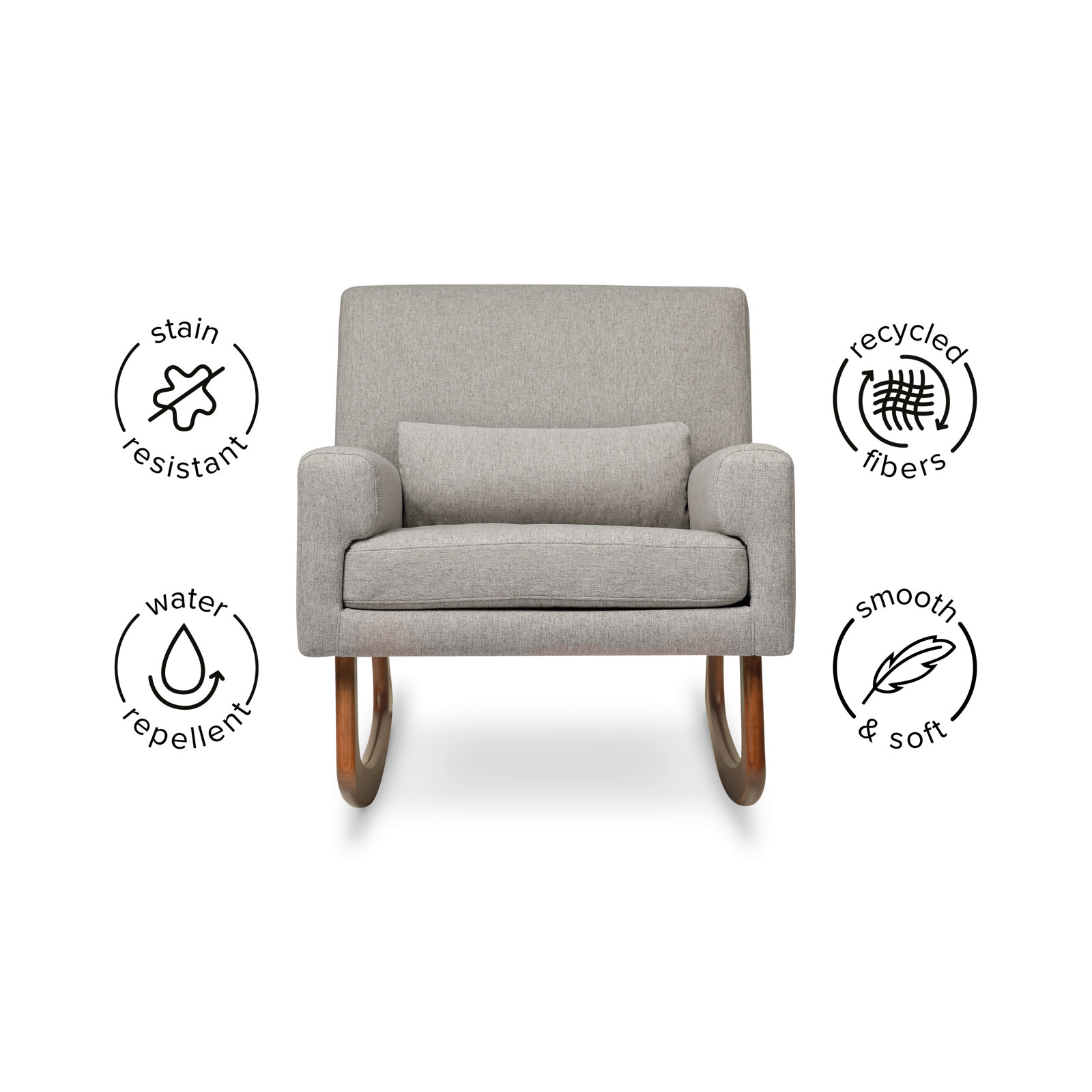 Sleepytime Rocking Chair, Gray Polyester, Light