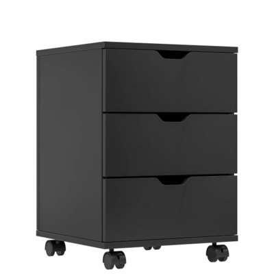 3-Drawer Mobile Wood File Cabinet With Casters, Under Desk Storage For Home Office Studio Entryway