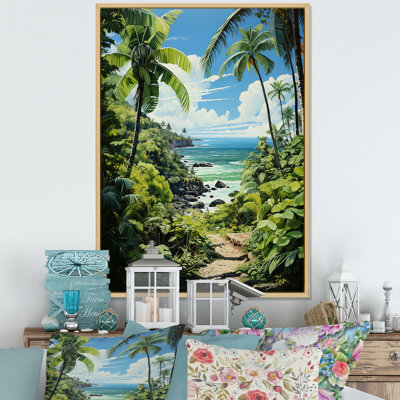 Batta Palm Trees At The Beach II, reproduction d'art sur toile encadrée