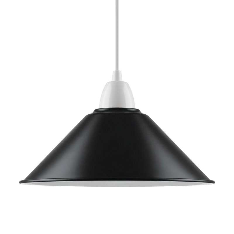 10cm H Metal Cone Lamp Shade, Black/White