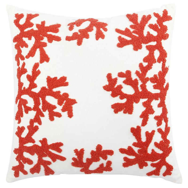 Embroidered Reversible Throw Pillow, Red