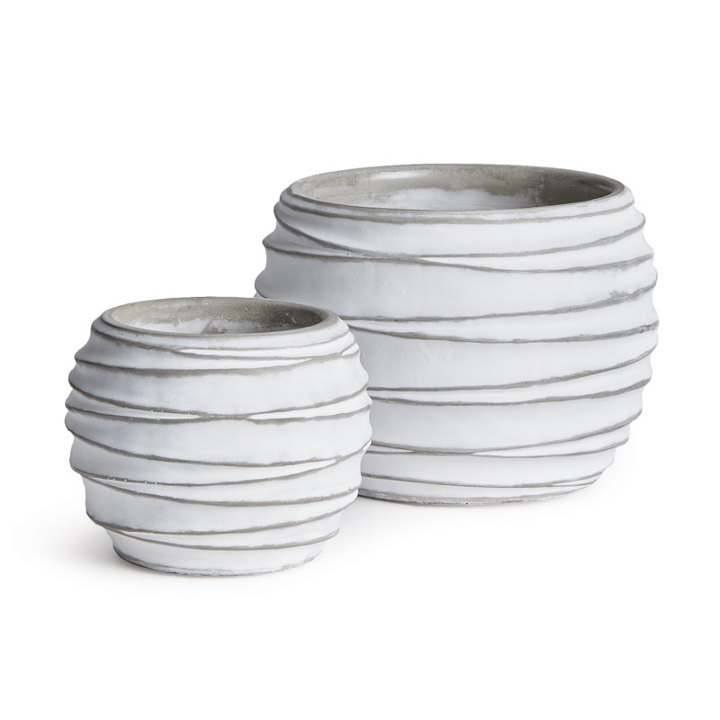 Falesia Handmade Planter, White, 6" H x 6" W x 3.75" D