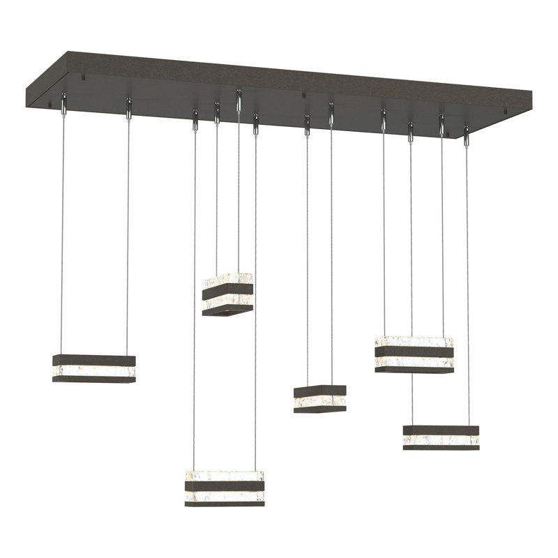 Stacks 6-Light LED Pendant - Clear Glass, Dark Smoke