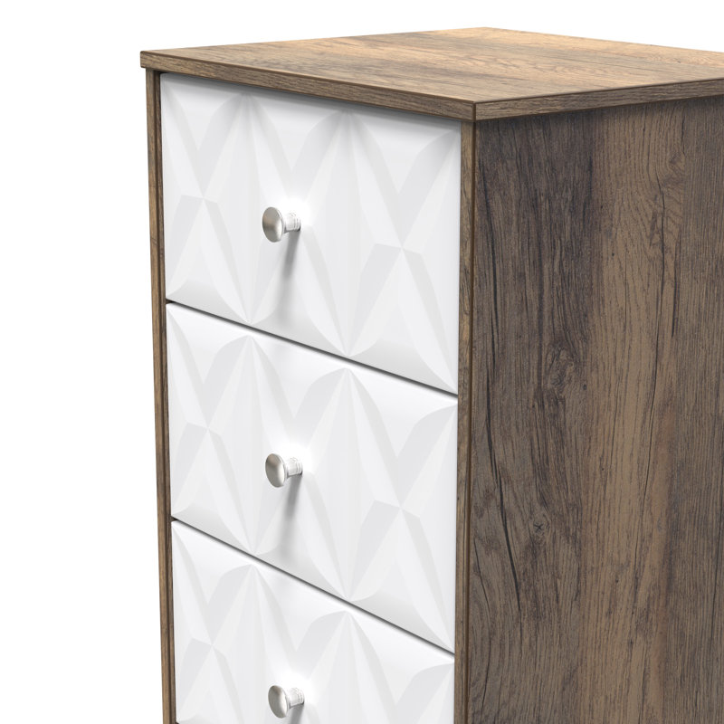 San Jose Bedside Table, White Matt/Vintage Oak