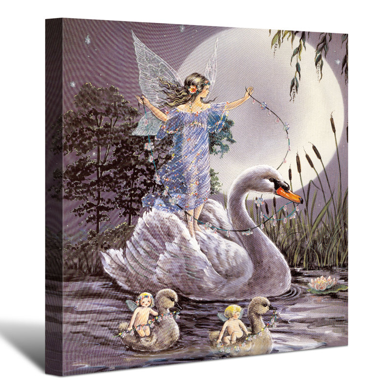 Pixie lutin avec oie sur toile, H 20 po x l 30 po x P 1,5 po